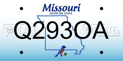 Q293OA Missouri License Plate