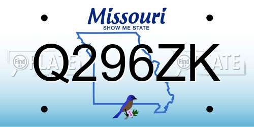 Q296ZK Missouri License Plate