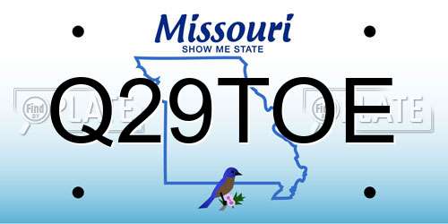 Q29TOE Missouri License Plate