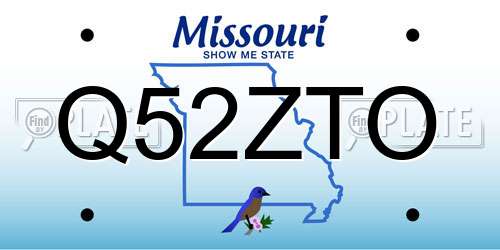 Q52ZTO Missouri License Plate