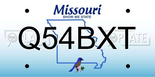 Q54BXT Missouri License Plate