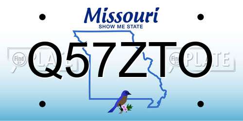 Q57ZTO Missouri License Plate