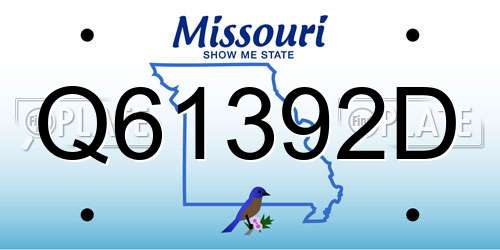 Q61392D Missouri License Plate