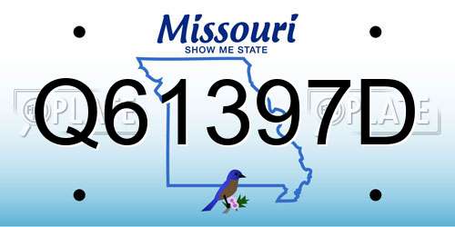 Q61397D Missouri License Plate