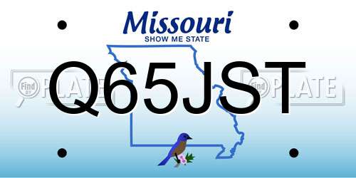 Q65JST Missouri License Plate