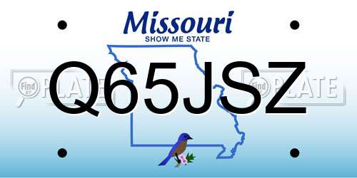 Q65JSZ Missouri License Plate