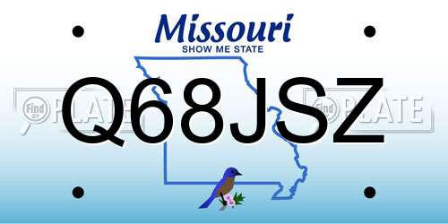 Q68JSZ Missouri License Plate