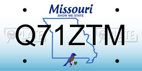 Q71ZTM Missouri License Plate