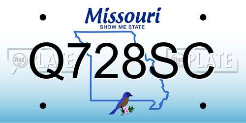 Q728SC Missouri License Plate