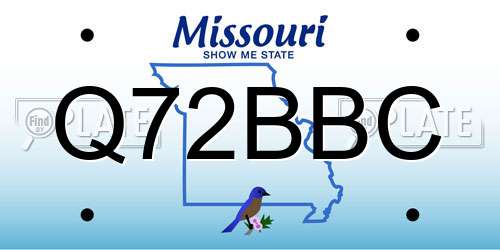 Q72BBC Missouri License Plate
