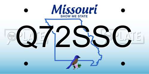 Q72SSC Missouri License Plate