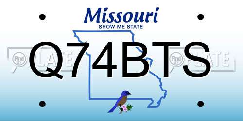 Q74BTS Missouri License Plate