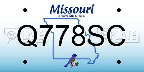 Q778SC Missouri License Plate