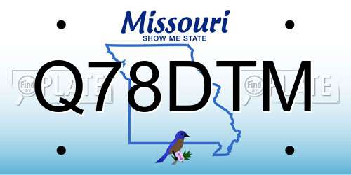 Q78DTM Missouri License Plate
