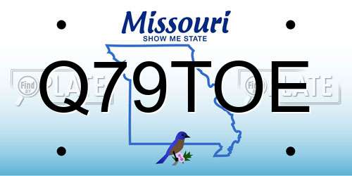 Q79TOE Missouri License Plate