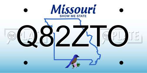Q82ZTO Missouri License Plate