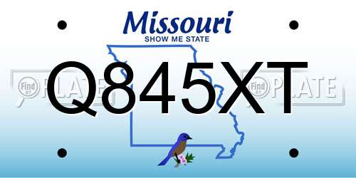 Q845XT Missouri License Plate