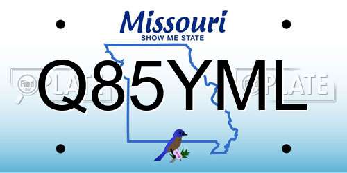 Q85YML Missouri License Plate