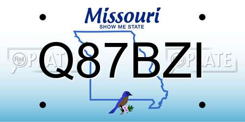 Q87BZI Missouri License Plate