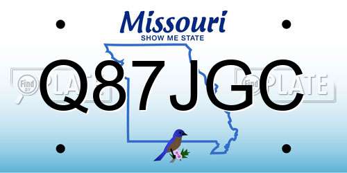 Q87JGC Missouri License Plate