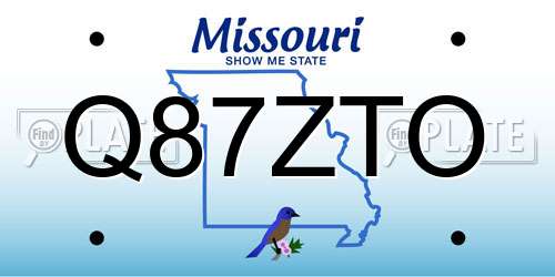 Q87ZTO Missouri License Plate