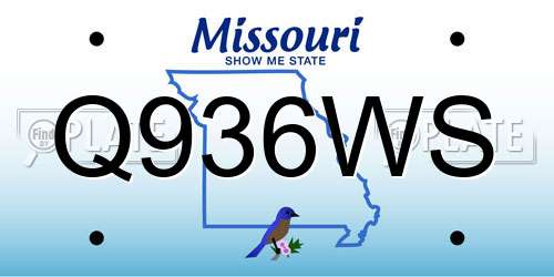 Q936WS Missouri License Plate