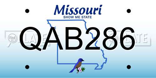 QAB286 Missouri License Plate