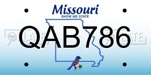QAB786 Missouri License Plate