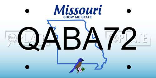 QABA72 Missouri License Plate