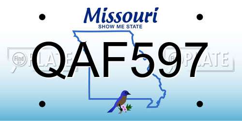 QAF597 Missouri License Plate