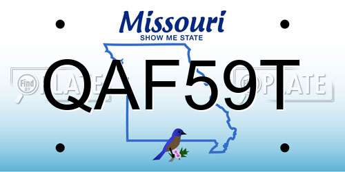 QAF59T Missouri License Plate