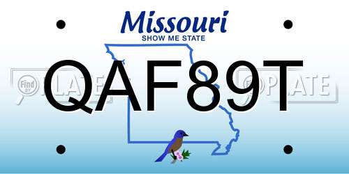 QAF89T Missouri License Plate