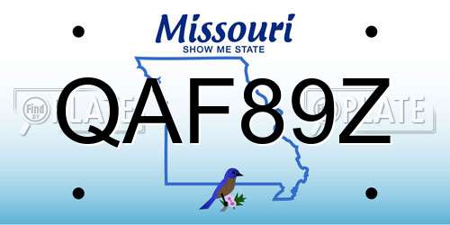 QAF89Z Missouri License Plate