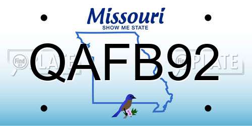QAFB92 Missouri License Plate