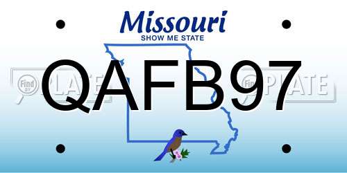 QAFB97 Missouri License Plate