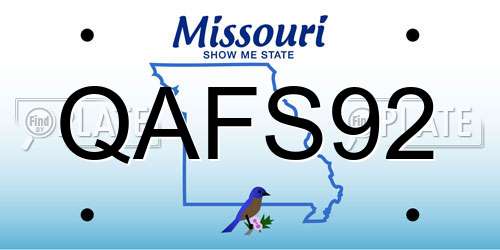 QAFS92 Missouri License Plate