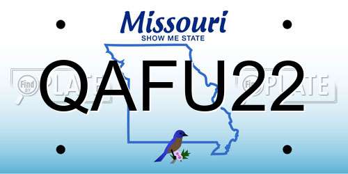 QAFU22 Missouri License Plate
