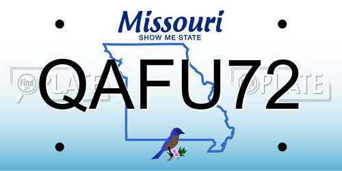 QAFU72 Missouri License Plate