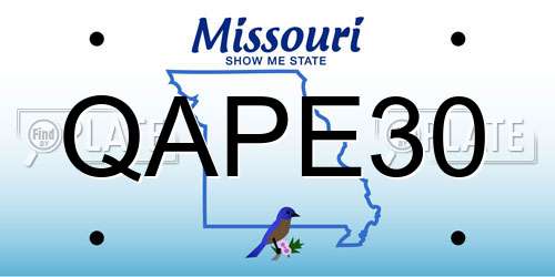 QAPE30 Missouri License Plate