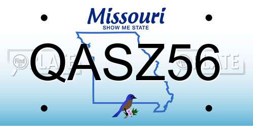 QASZ56 Missouri License Plate