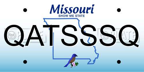 QATSSSQ Missouri License Plate
