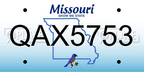QAX5753 Missouri License Plate
