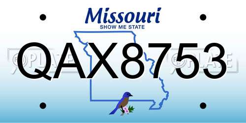 QAX8753 Missouri License Plate