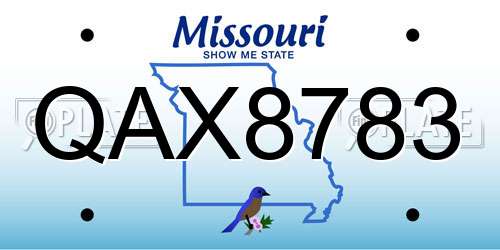 QAX8783 Missouri License Plate