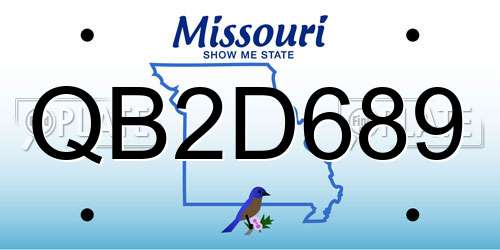 QB2D689 Missouri License Plate