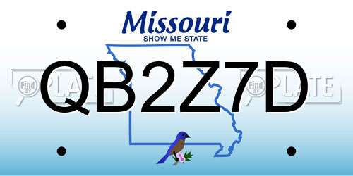 QB2Z7D Missouri License Plate