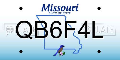 QB6F4L Missouri License Plate