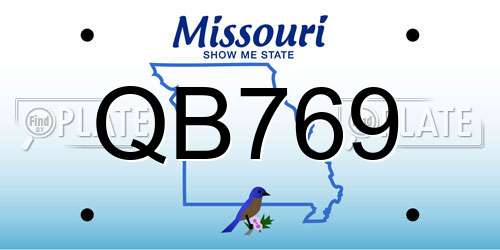QB769 Missouri License Plate