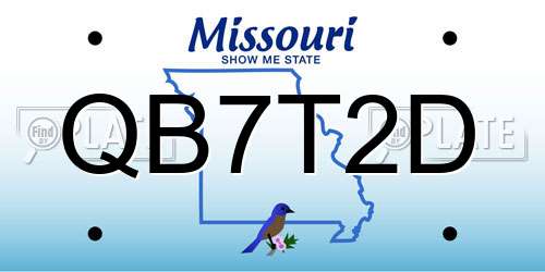 QB7T2D Missouri License Plate