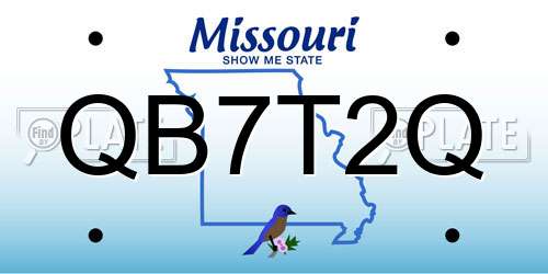 QB7T2Q Missouri License Plate